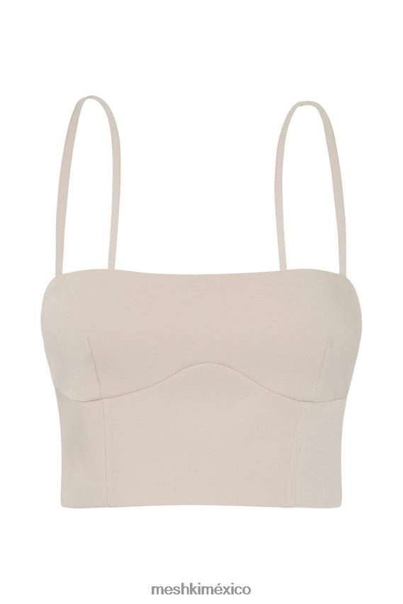 Meshki top corto con línea de costura bahar trigo ropa H48F8H1112