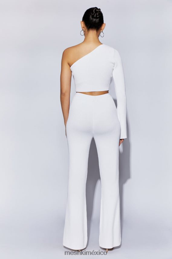 Meshki top corto con mangas acampanadas y un hombro rue blanco ropa H48F8H974