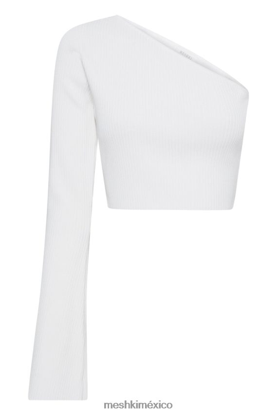 Meshki top corto con mangas acampanadas y un hombro rue blanco ropa H48F8H974