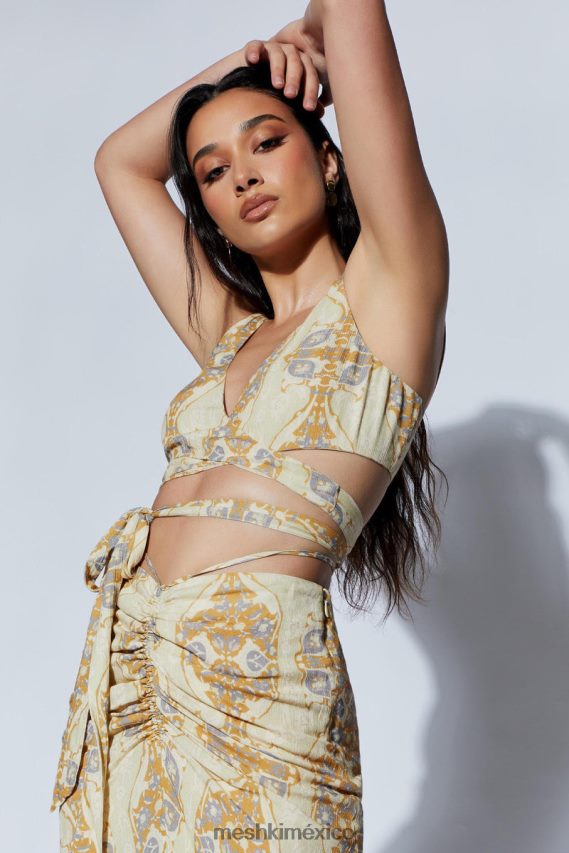 Meshki top corto cruzado funcional ramona impresión persa ropa H48F8H1127