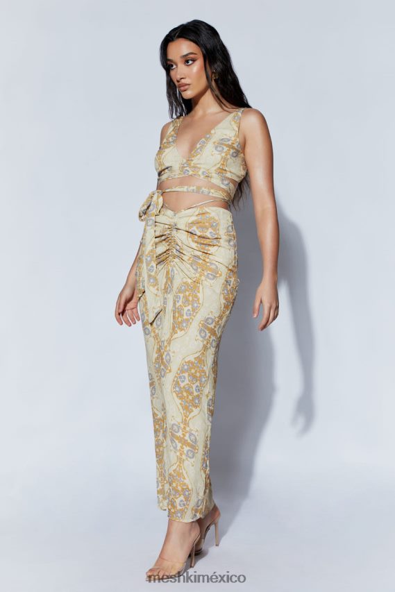 Meshki top corto cruzado funcional ramona impresión persa ropa H48F8H1127