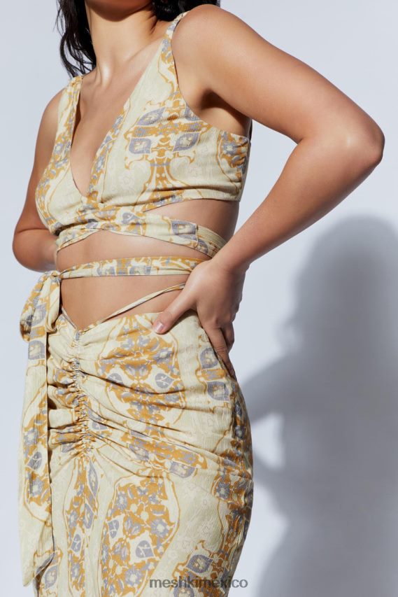 Meshki top corto cruzado funcional ramona impresión persa ropa H48F8H1127