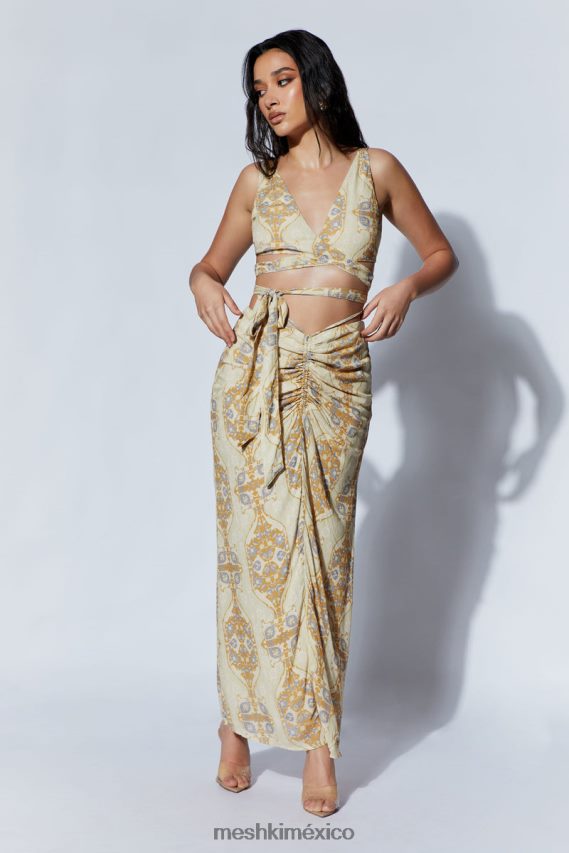 Meshki top corto cruzado funcional ramona impresión persa ropa H48F8H1127