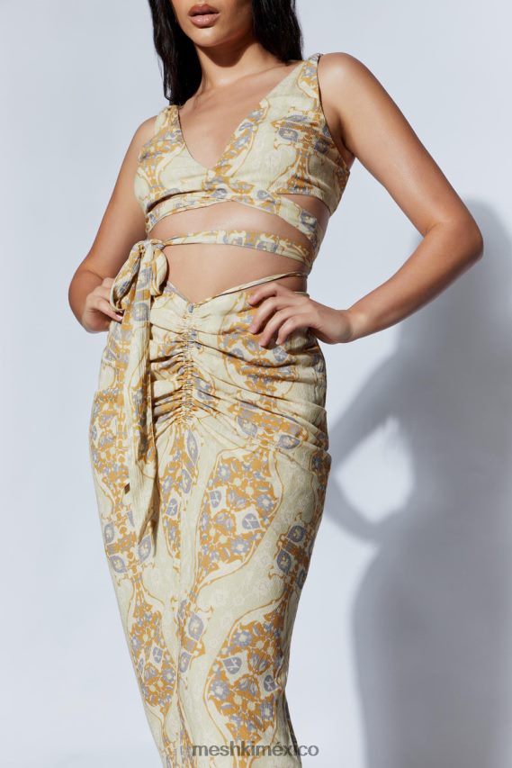 Meshki top corto cruzado funcional ramona impresión persa ropa H48F8H1127