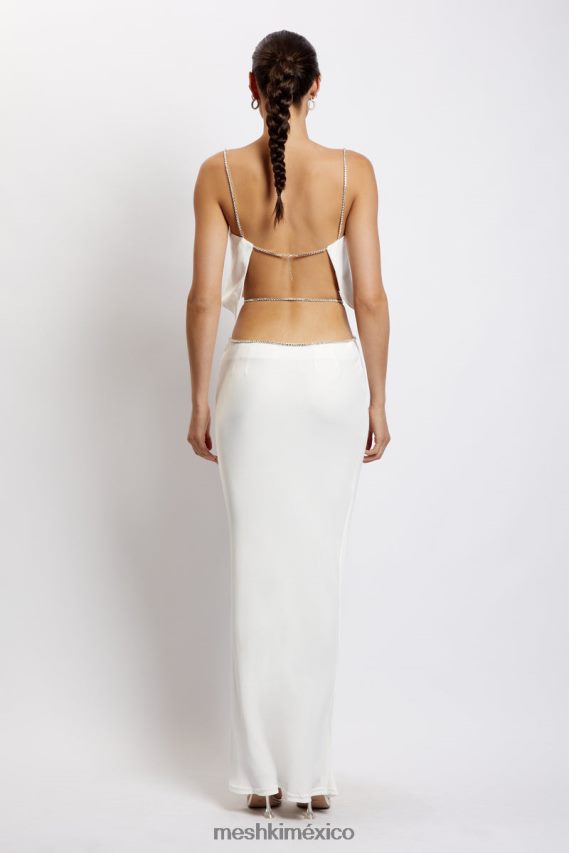 Meshki top corto dayana de corte recto blanco ropa H48F8H1125