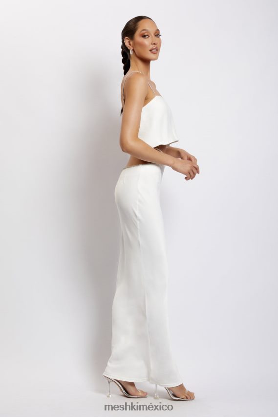 Meshki top corto dayana de corte recto blanco ropa H48F8H1125