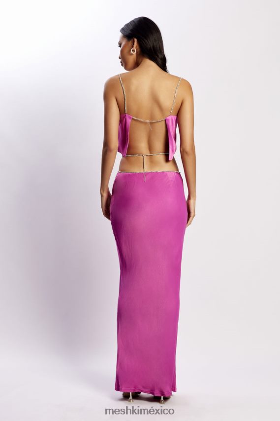 Meshki top corto dayana de corte recto púrpura ropa H48F8H1073