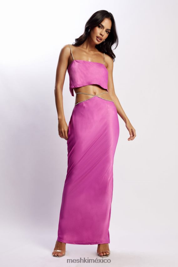 Meshki top corto dayana de corte recto púrpura ropa H48F8H1073