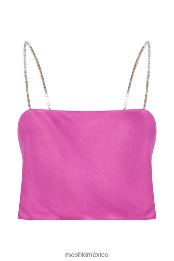 Meshki top corto dayana de corte recto púrpura ropa H48F8H1073