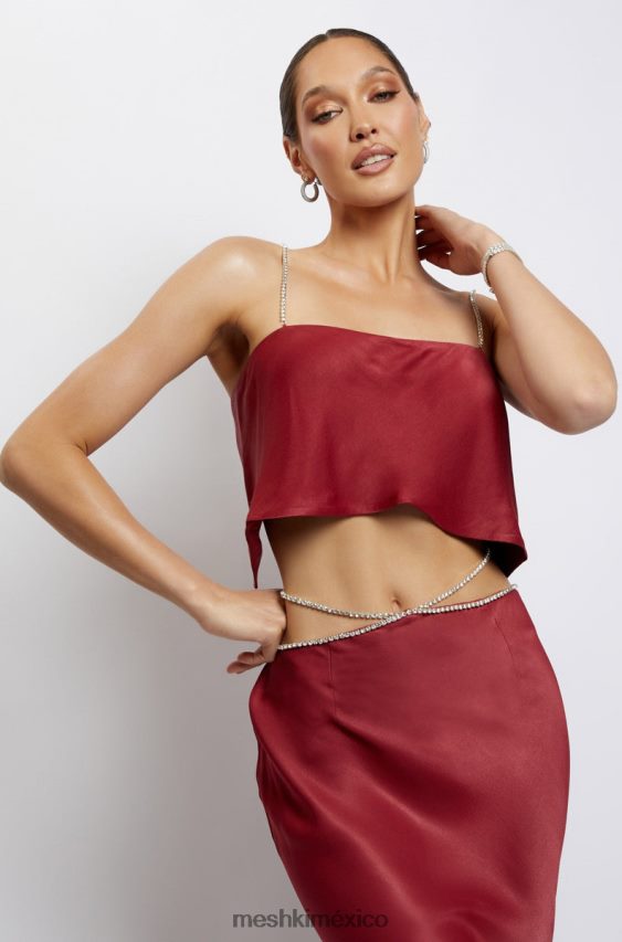 Meshki top corto dayana de corte recto vino ropa H48F8H1173