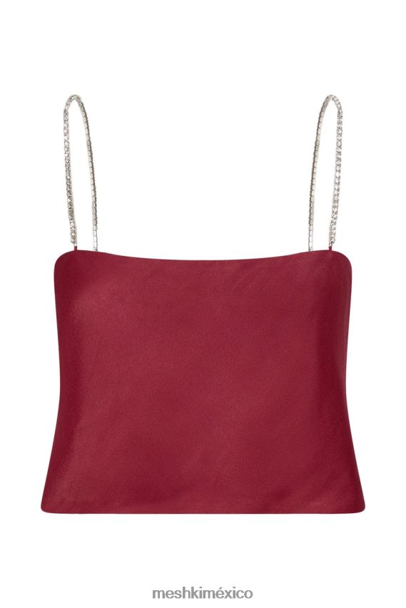 Meshki top corto dayana de corte recto vino ropa H48F8H1173