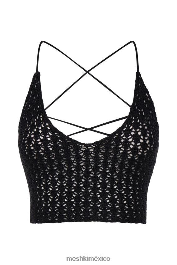 Meshki top corto de crochet rosella negro ropa H48F8H921