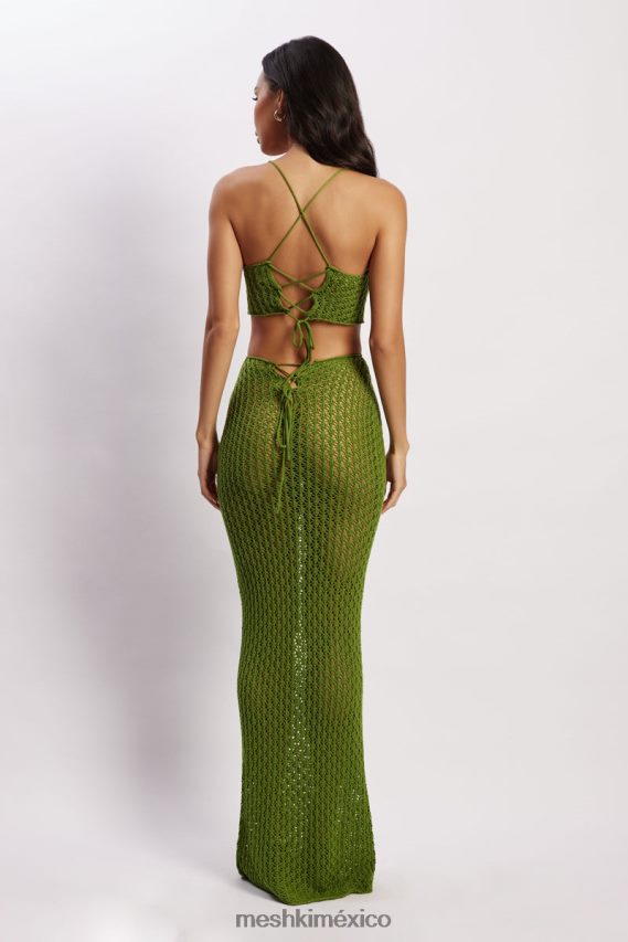 Meshki top corto de crochet rosella verde ropa H48F8H1187