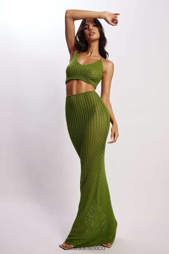 Meshki top corto de crochet rosella verde ropa H48F8H1187