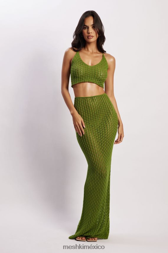 Meshki top corto de crochet rosella verde ropa H48F8H1187