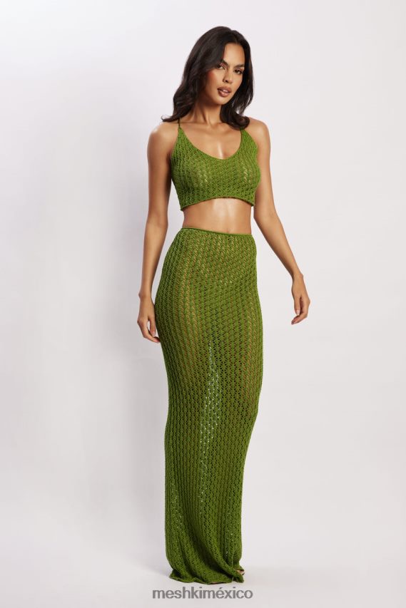 Meshki top corto de crochet rosella verde ropa H48F8H1187