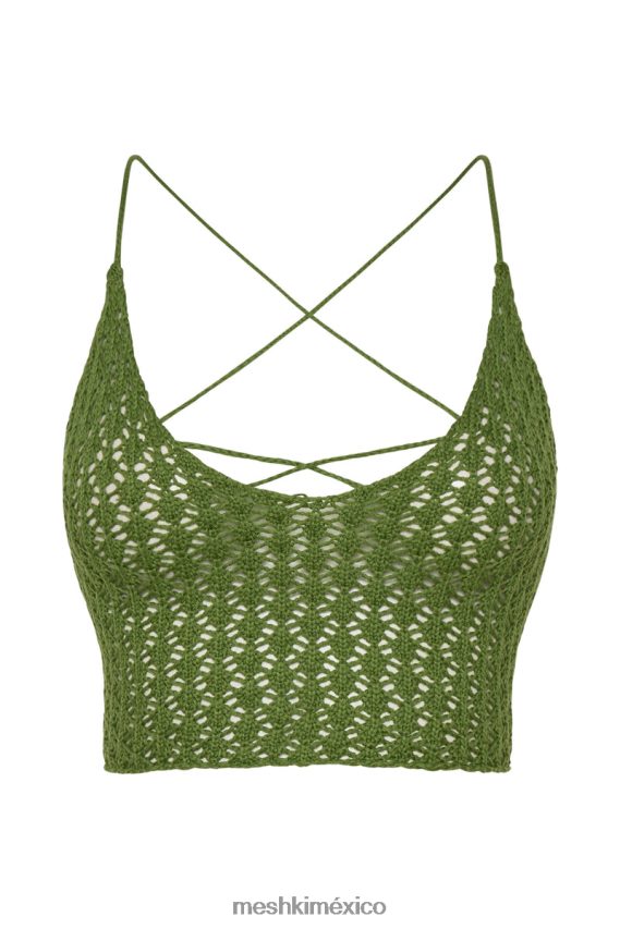 Meshki top corto de crochet rosella verde ropa H48F8H1187