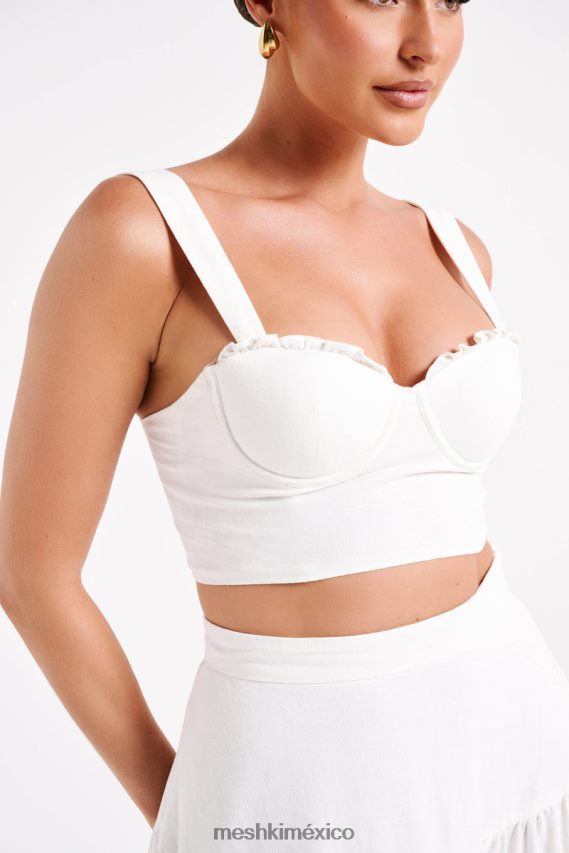 Meshki top corto de lino con copas Hilaria blanco ropa H48F8H757