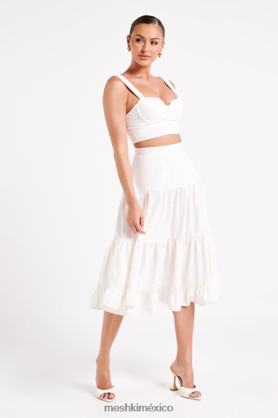 Meshki top corto de lino con copas Hilaria blanco ropa H48F8H757