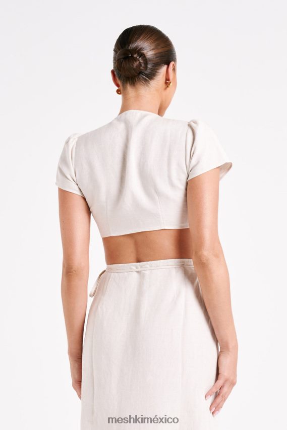 Meshki top corto de lino de fátima natural ropa H48F8H755