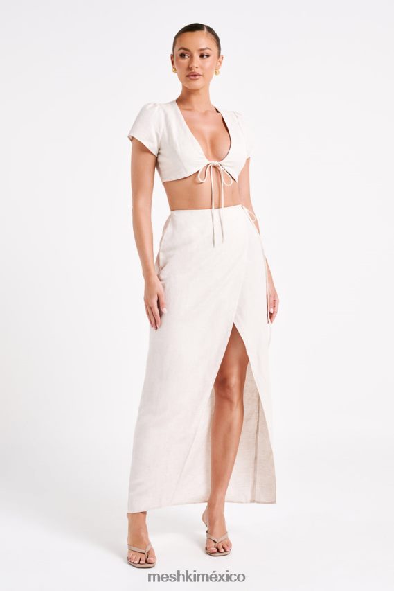 Meshki top corto de lino de fátima natural ropa H48F8H755