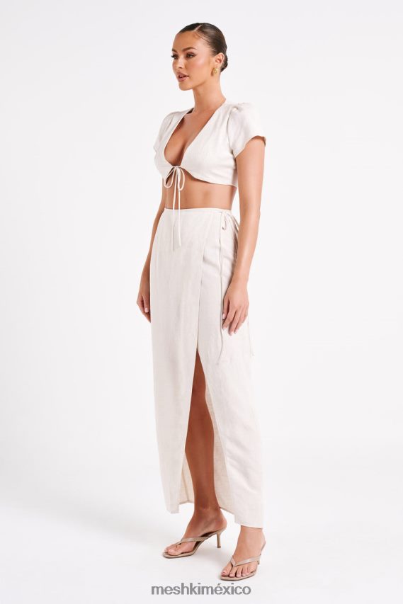 Meshki top corto de lino de fátima natural ropa H48F8H755