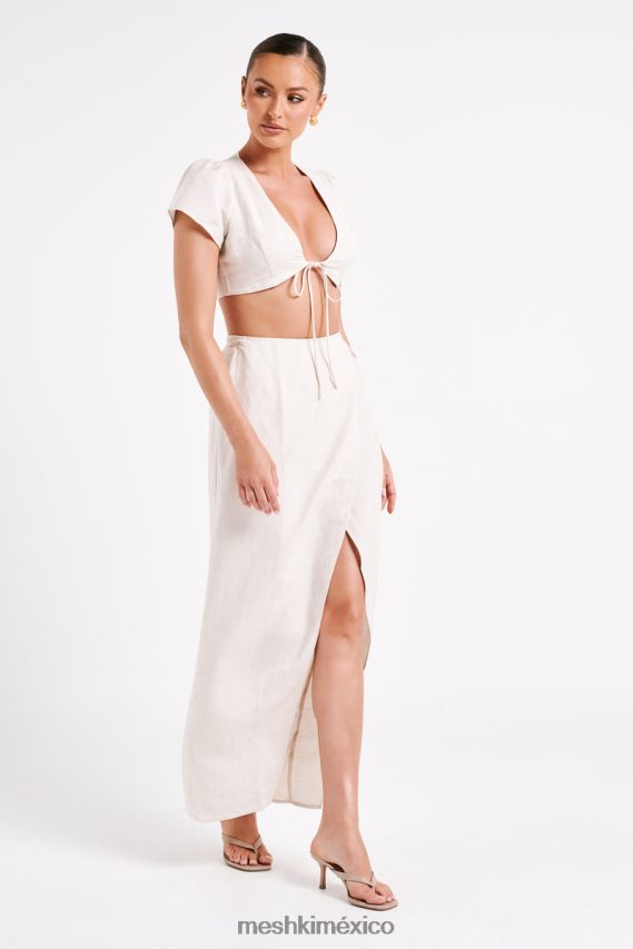 Meshki top corto de lino de fátima natural ropa H48F8H755