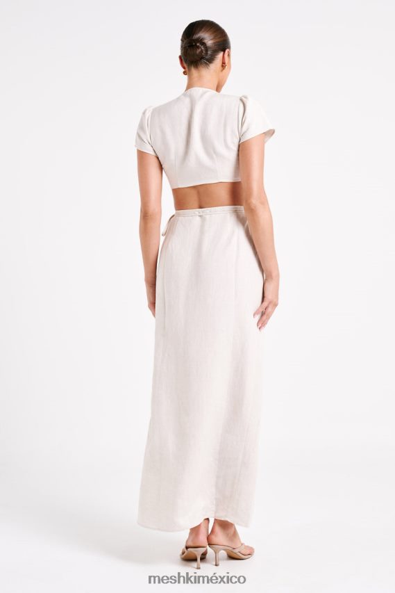 Meshki top corto de lino de fátima natural ropa H48F8H755