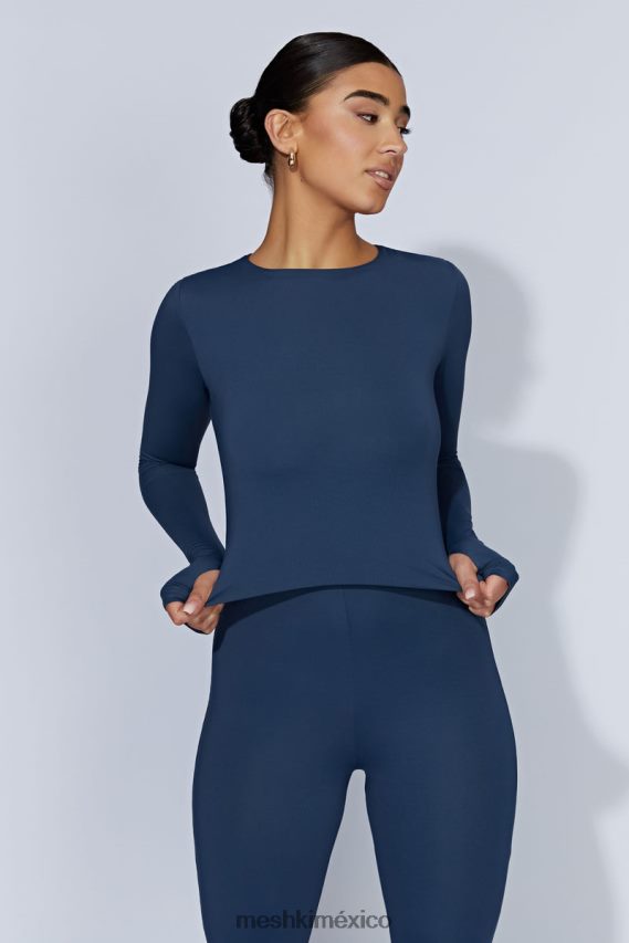 Meshki top corto de manga larga estelle azul marino de medianoche ropa H48F8H1131