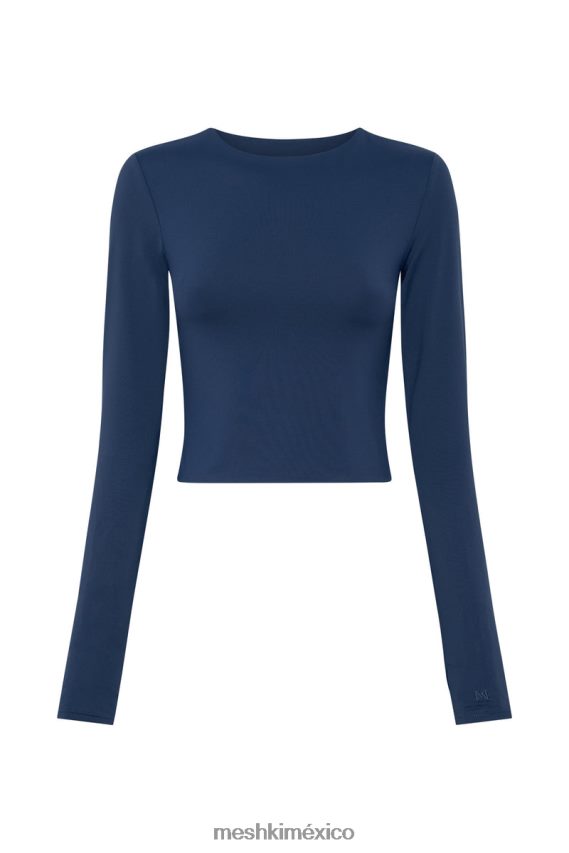 Meshki top corto de manga larga estelle azul marino de medianoche ropa H48F8H1131
