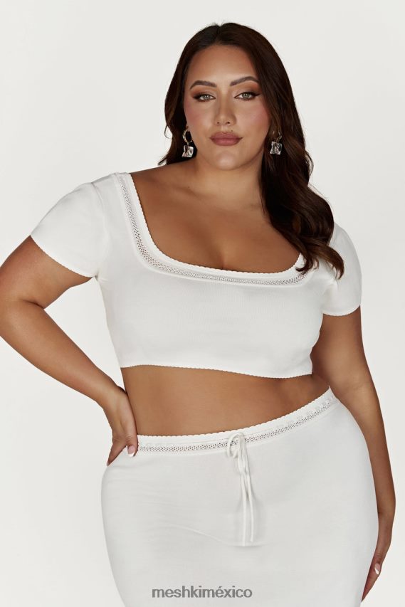 Meshki top corto de punto penélope pointelle blanco ropa H48F8H904