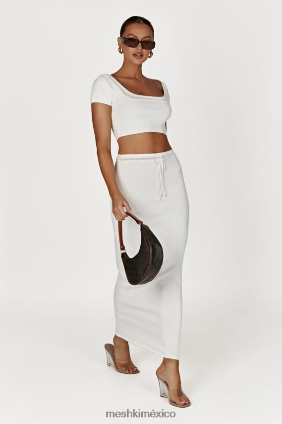 Meshki top corto de punto penélope pointelle blanco ropa H48F8H904