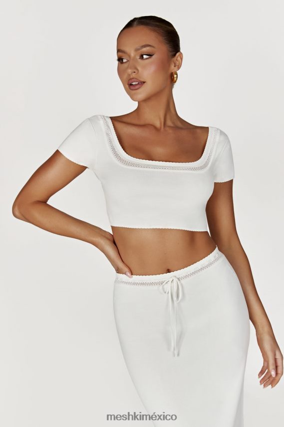 Meshki top corto de punto penélope pointelle blanco ropa H48F8H904