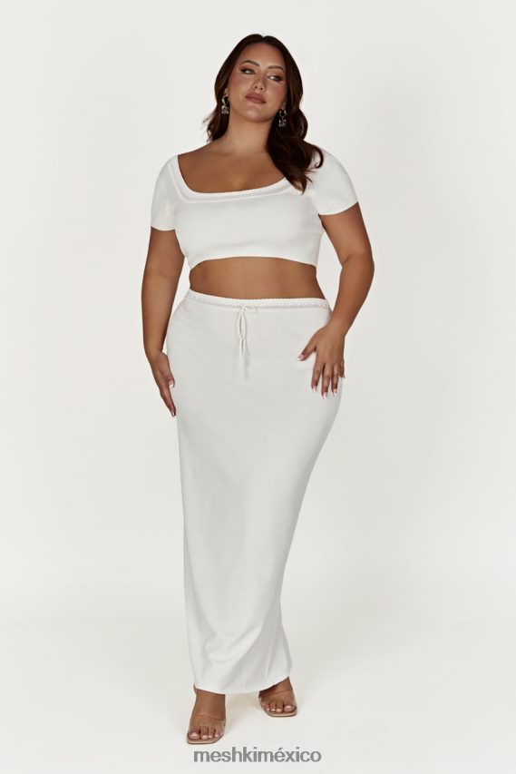 Meshki top corto de punto penélope pointelle blanco ropa H48F8H904