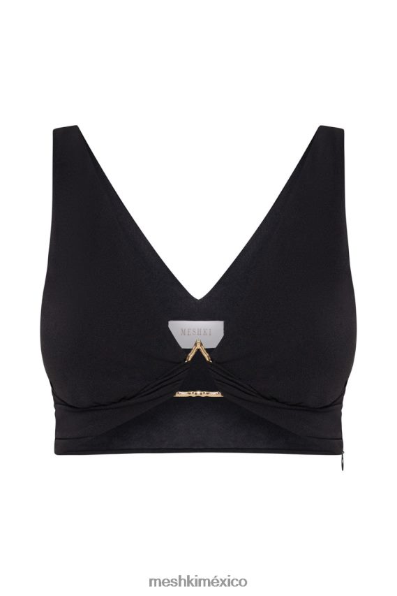 Meshki top corto de triángulo jacqui con herrajes negro ropa H48F8H1136