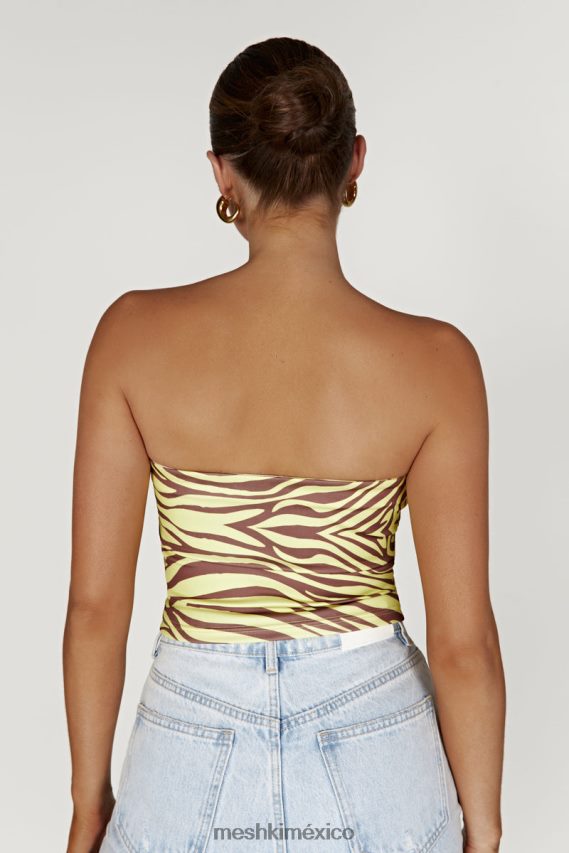 Meshki top corto estilo bandeau dina estampado de cebra ropa H48F8H980