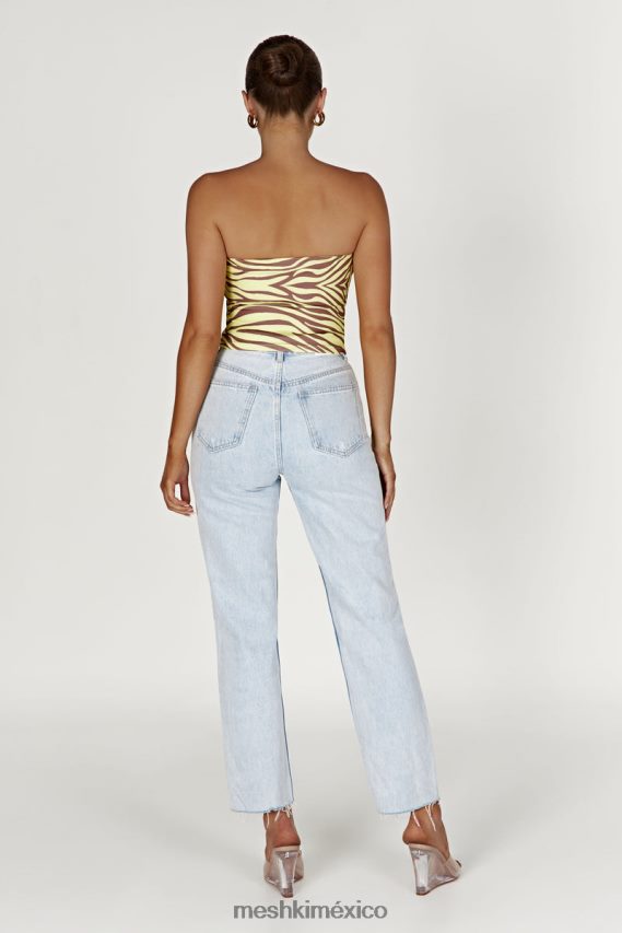 Meshki top corto estilo bandeau dina estampado de cebra ropa H48F8H980