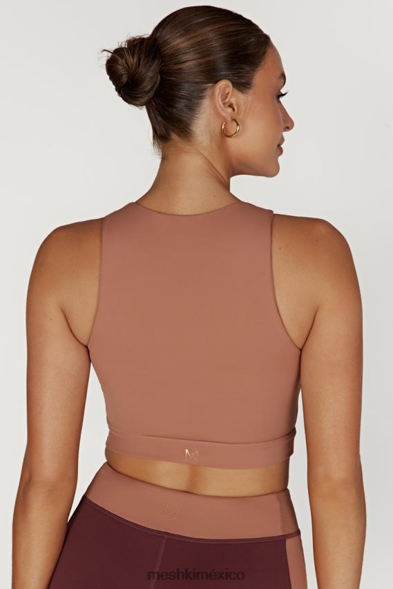 Meshki top corto estilo corredor de dos tonos lori caoba/bronceado ropa H48F8H1094