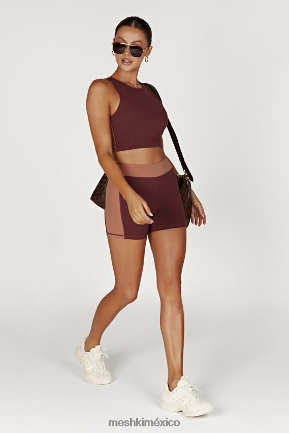 Meshki top corto estilo corredor de dos tonos lori caoba/bronceado ropa H48F8H1094