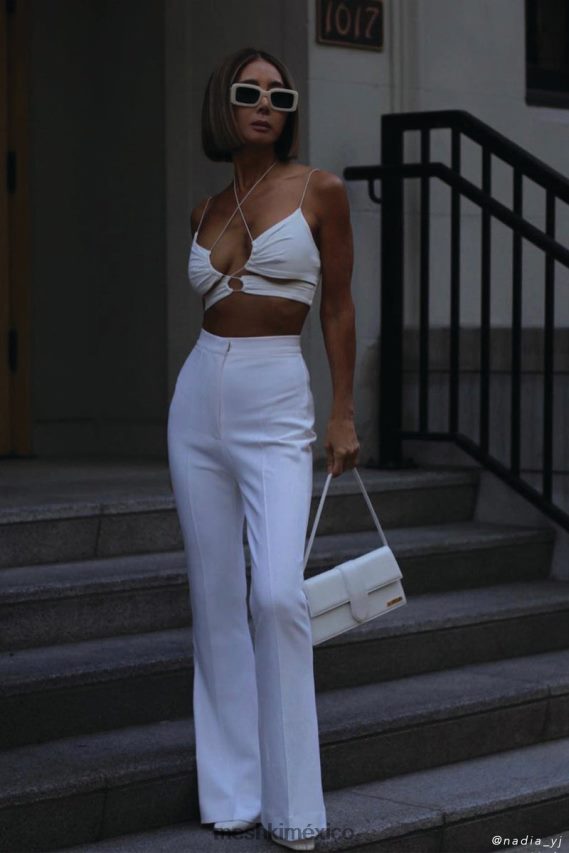 Meshki top corto fruncido con aberturas de Phoenix blanco ropa H48F8H1153