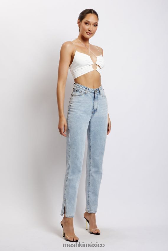 Meshki top corto fruncido con aberturas de Phoenix blanco ropa H48F8H1153