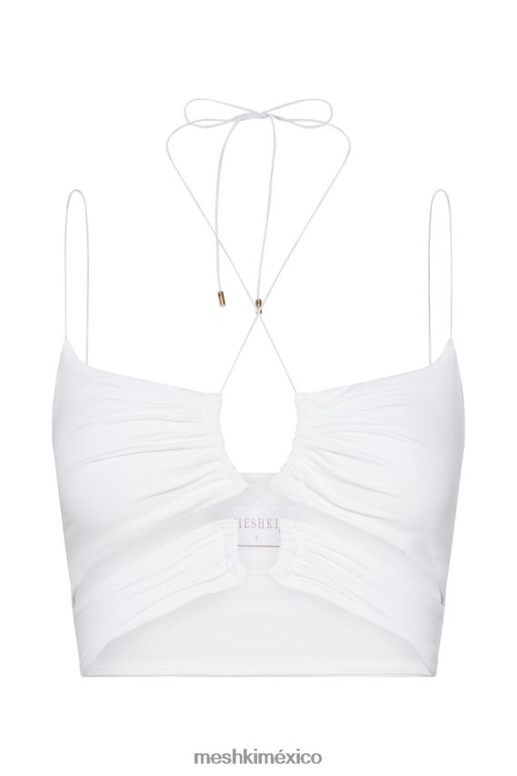 Meshki top corto fruncido con aberturas de Phoenix blanco ropa H48F8H1153