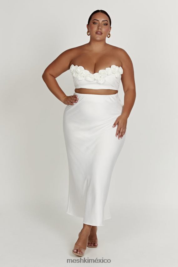 Meshki top corto paloma rosa blanco ropa H48F8H868