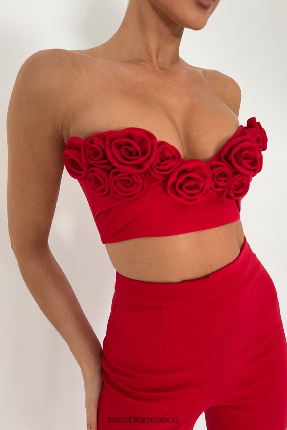 Meshki top corto paloma rosa rojo ropa H48F8H816