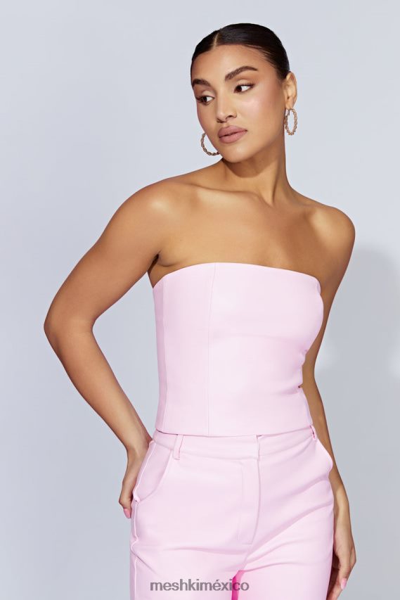 Meshki top corto pamela de piel sintética sin tirantes Bebé rosa ropa H48F8H1076