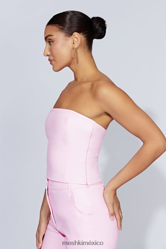 Meshki top corto pamela de piel sintética sin tirantes Bebé rosa ropa H48F8H1076