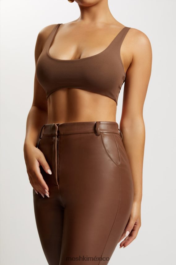 Meshki top súper corto con cuello redondo jemma chocolate ropa H48F8H1150