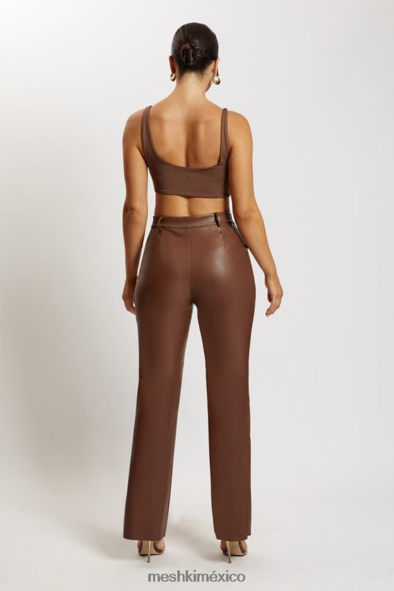 Meshki top súper corto con cuello redondo jemma chocolate ropa H48F8H1150