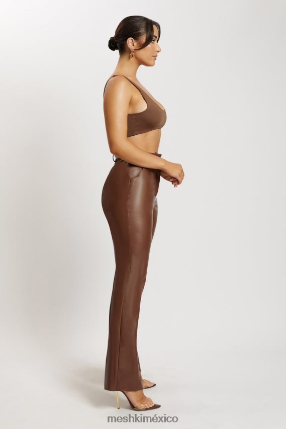 Meshki top súper corto con cuello redondo jemma chocolate ropa H48F8H1150