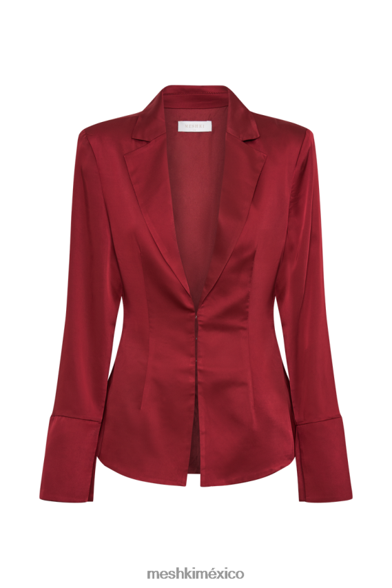 Meshki camisa Hartley de satén con cuello baya ropa H48F8H762